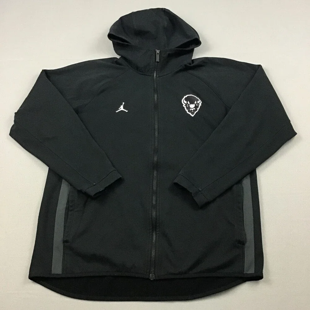 Jordan Jacket Men Large Black Jumpman Full Zip Hood Basketball Buffalo Therma L